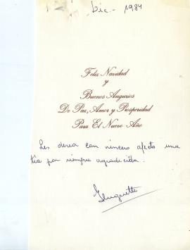 Tarjeta de Navidad Diciembre 1984